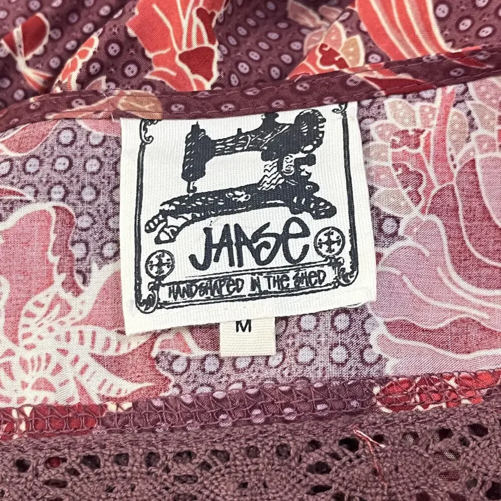 Jasse Dress Womens Medium Purple Floral Boho Maxi V Neck Ruffle Hem Lace Trim - Picture 10 of 12